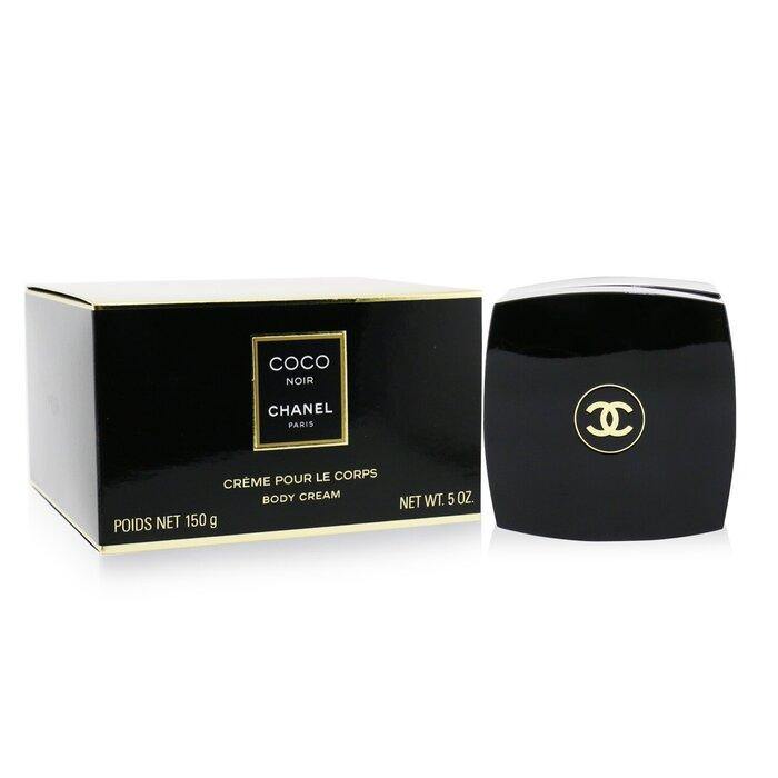  A luxurious jar of Coco Noir moisturizing body cream by Chanel, 150 g, with the Chanel logo.