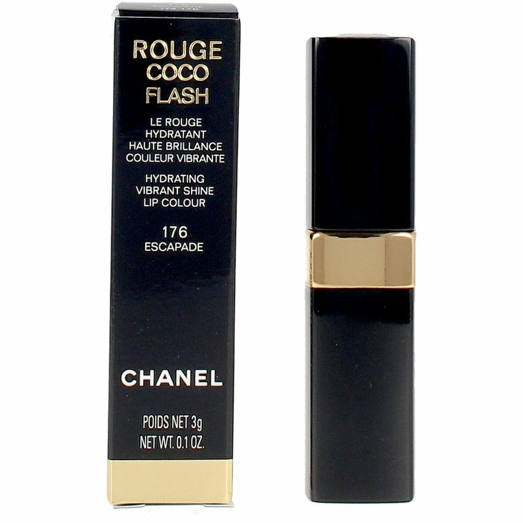  A glamorous tube of Chanel Rouge Coco Flash lipstick in shade Nº 176 Escapade, 3 g, featuring the Chanel logo.