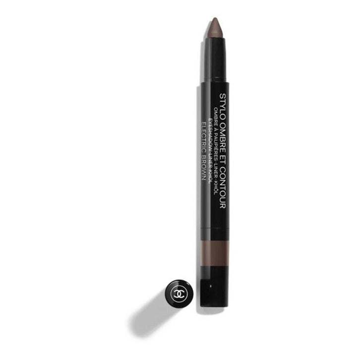 A sleek pencil-style eyeliner from Chanel called Stylo Ombre et Contour, featuring the Chanel logo.