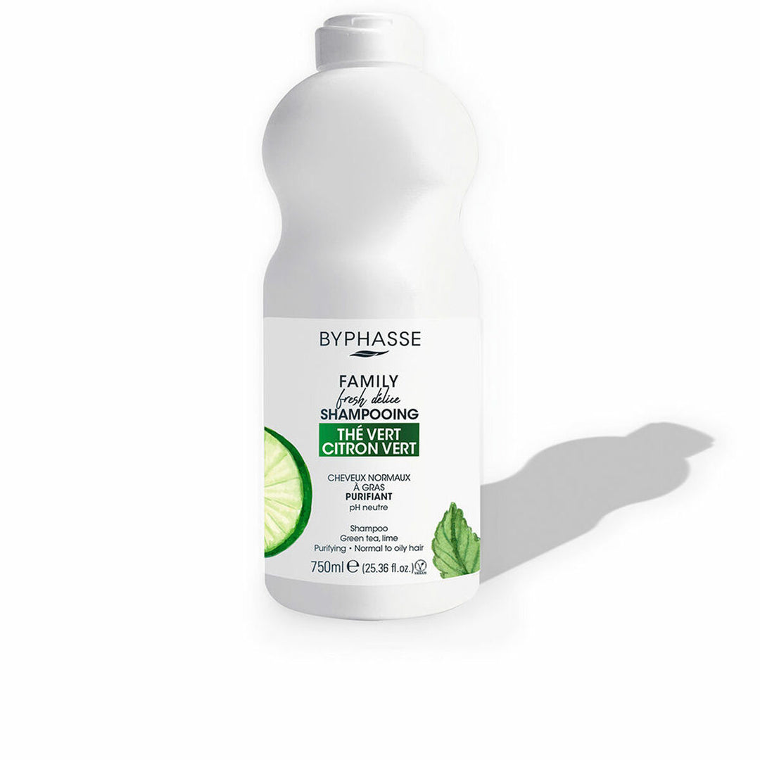 Rengöring schampo Byphasse Family Fresh Delice Lime Fett hår Grönt te (750 ml)